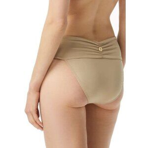 Michael Kors Bikini Bottom Gathered V-Waist Euro Cut Cheeky Hipster Swimwear L